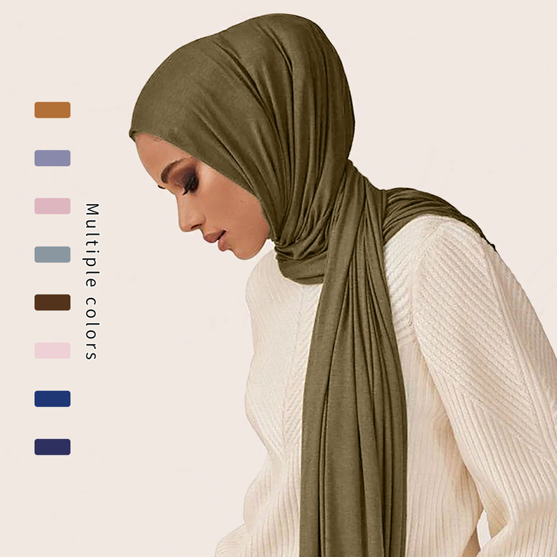 【High-Quality Mercerized Cotton】Women's Jersey Headscarf, High-Quality Windproof and Sandproof Scarf, Headscarf for All Seasons, Cross-Border
