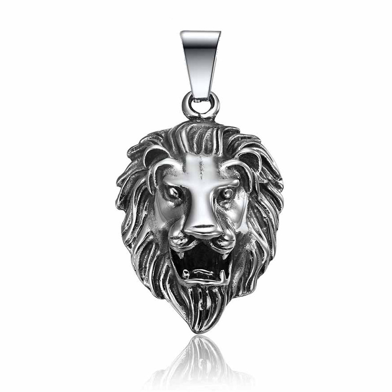 Europa y América de acero inoxidable hip hop joyería personalidad retro cabeza de león de los hombres de fundición de acero de titanio collar cráneo garra fantasma colgante