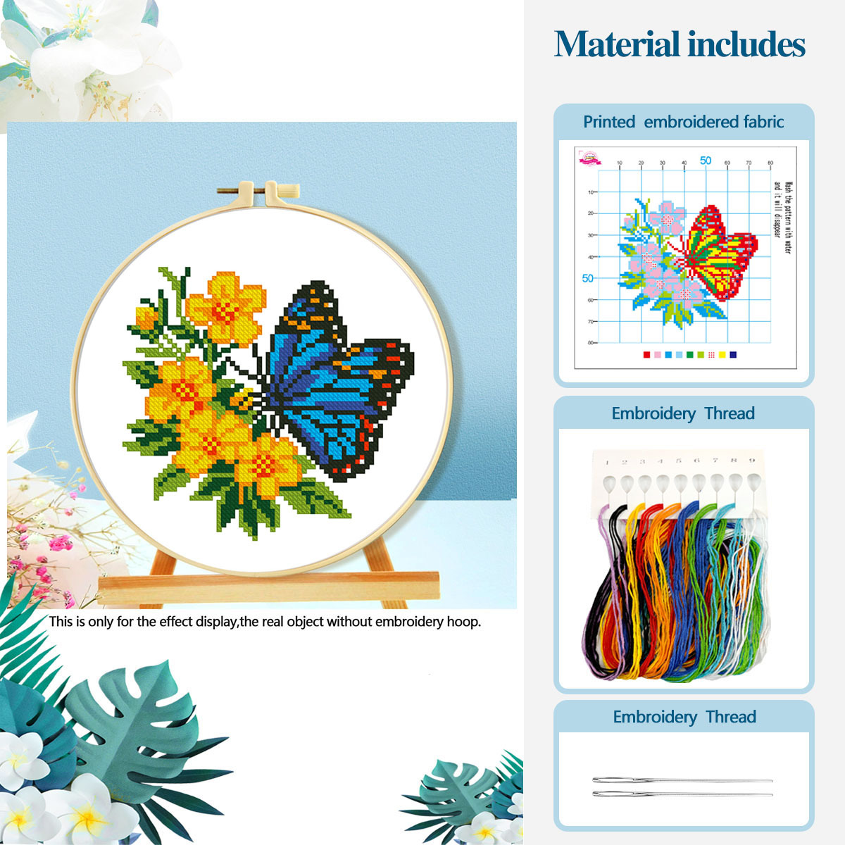 Mona Lisa Royal Foreign Trade Nuevo paquete de material de tela estampada de mariposa de punto de cruz image 10