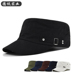 軍迷平頂帽光板帽黑色彎檐帽純色鴨舌帽檐帽休閒遮陽帽批發
