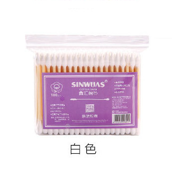 Palillo de madera de cabeza pequeña para niños hisopo de algodón removedor de maquillaje de color hisopo de algodón maquillaje hisopo de algodón desechable de doble cabeza