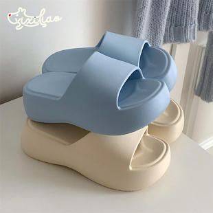 Thick-Soled Flip-Flops, Women's Summer Student Fashion Outer Wear Non-Slip Simple Solid Color Beach Sandals