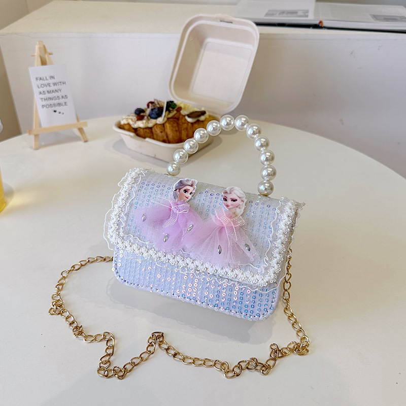 2025 nuevo lindo arco princesa bolsa de perlas portátil moda versátil mochila de hombro bolso de cambio coreano