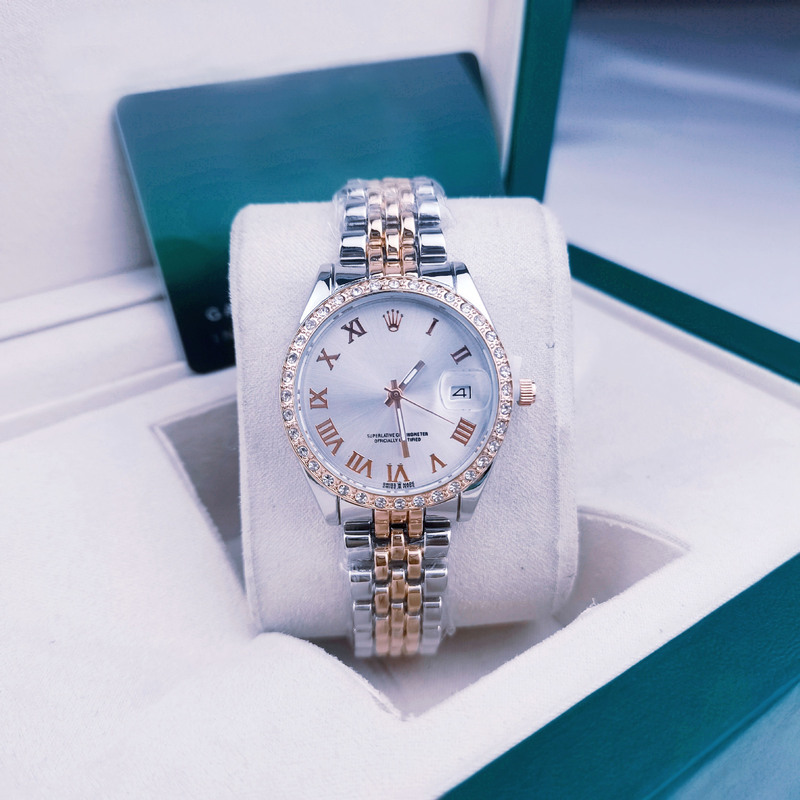 Cross-Border Dropshipping Laojia Diary Type Women's Watch Automatic Quartz Movement Solid Steel Strap Dial Diamond 32mm