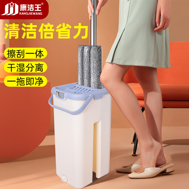 懒人免手洗平板拖把干湿两用拖把桶套装木地板刮水拖布刮刮乐墩布