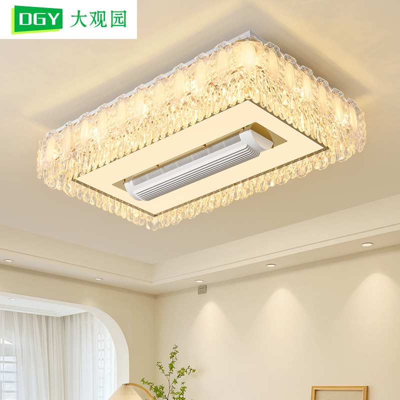 Grand View Garden lujo ligero nuevo tipo de tambor sin lámpara de ventilador de hoja de ginkgo francés lámpara de cristal de sala de estar lámpara de techo 413L