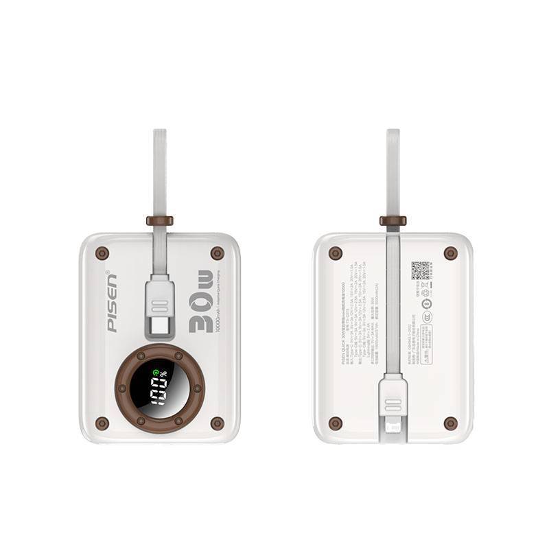 Pinsheng 30W 内蔵ケーブル高速充電パワーバンク PD27 フラッシュ充電ミニコンパクトミニモバイル電源 10000 mAh|undefined