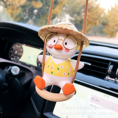 Car hanging: Aromatherapy Car Rearview Mirror Hanging - yellow-flower-swing-duck