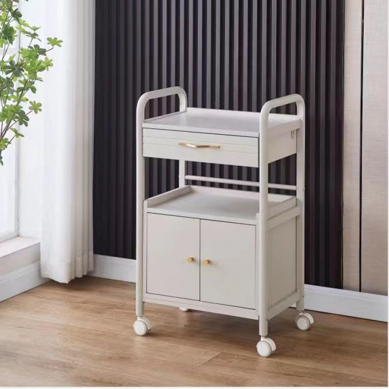 Salón de belleza carro especial gestión de la piel móvil de mano empuje estante de almacenamiento de plástico cuidado instrumento mano herramienta de empuje Coche