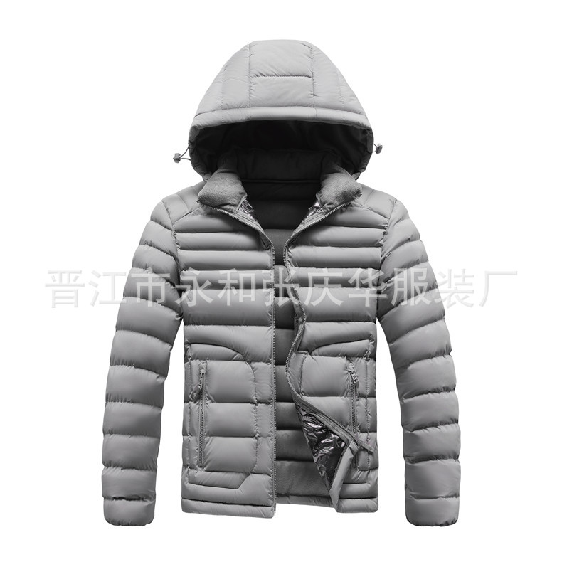 Transfronterizo abrigo de costilla elástica de cuatro lados para hombres forrado de lana engrosado abrigo de algodón acolchado con capucha abrigo de algodón acolchado raqueta algodón europeo y americano Comercio exterior al por mayor