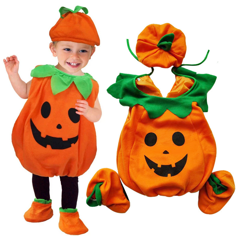 Trajes de calabaza de Halloween transfronterizos Ropa de actuación para niños COSPLAY lindo traje de calabaza traje de bebé lleno de algodón