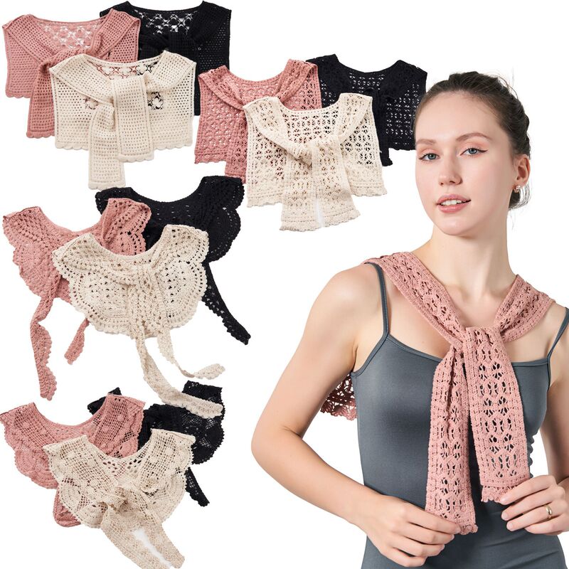 Oriole Hongyuan Autumn and Winter New Knitted Soft Hollow Matching T-shirt Shirt Sweater All-match Decorative Foreign Trade Small Shawl