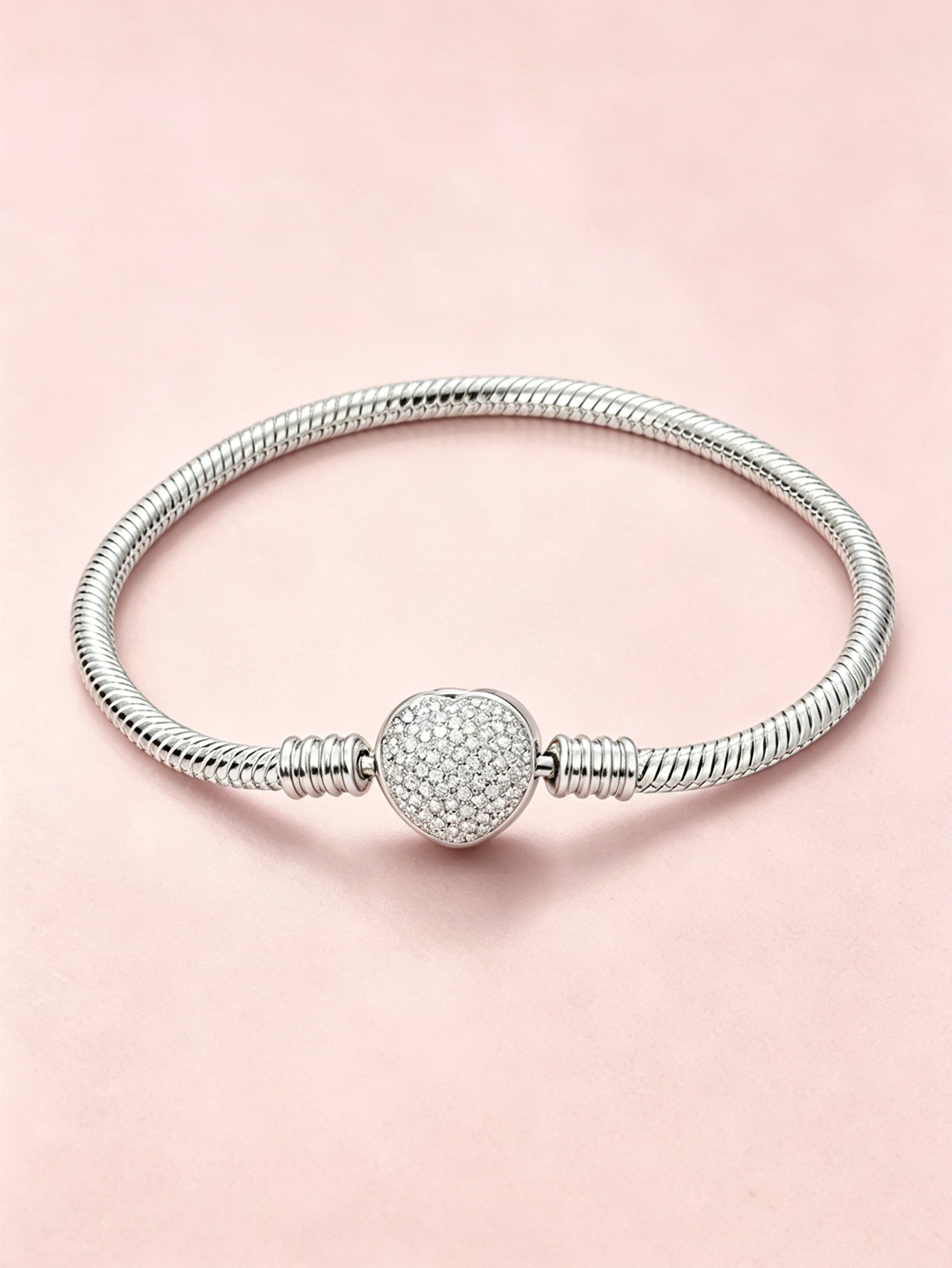 Panjia pulsera desmontable bronce simple pulsera plateada de piedra amor copo de nieve cuatro hojas joyas de la luna