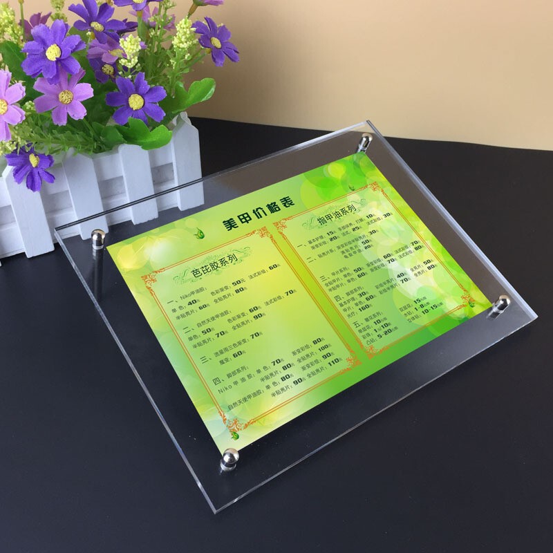 Acrylic Creative Crystal Transparent Table Photo Frame A4A3 Authorized Certificate Holder Double-Sided Transparent Business License Wall-Mounted