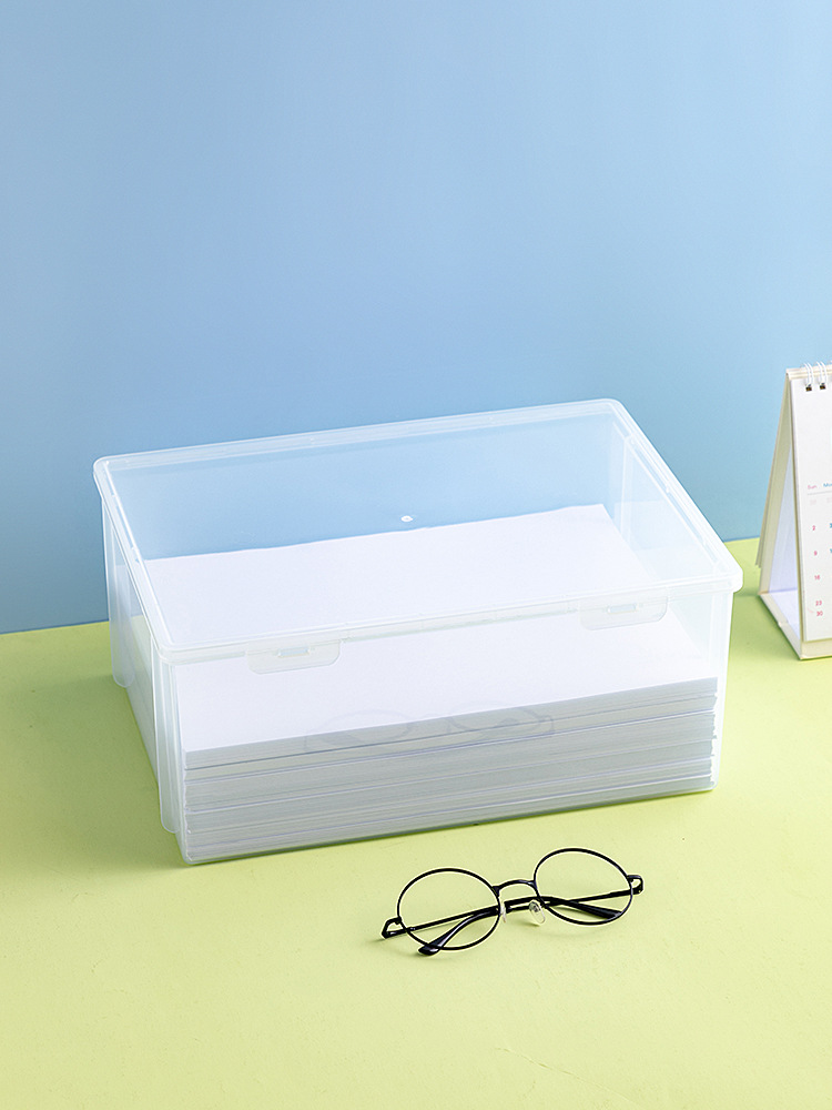 7L8K透明放A4文件分类证件收纳盒抽屉储物箱塑料办公室打印纸资料