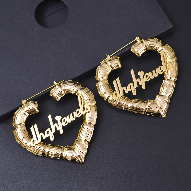 1 Pair Fashion Letter Stainless Steel Plating Hoop Earrings display picture 3