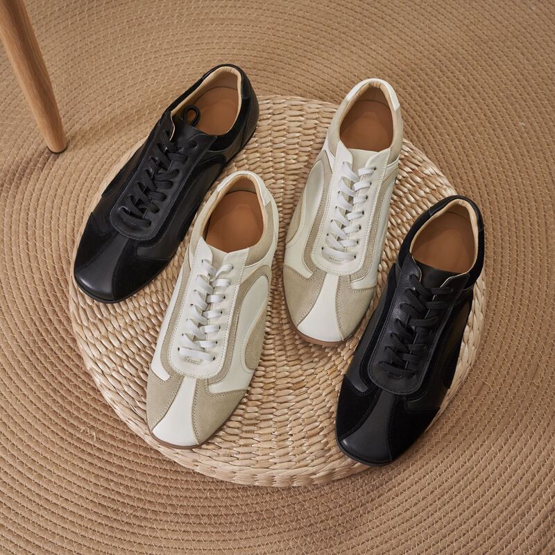 Genuine Leather Thin-Soled Men's Moral Training Shoes 2025 New Low-Top Casual Racing Shoes Retro Square-Toe Old Money Style Sports Shoes