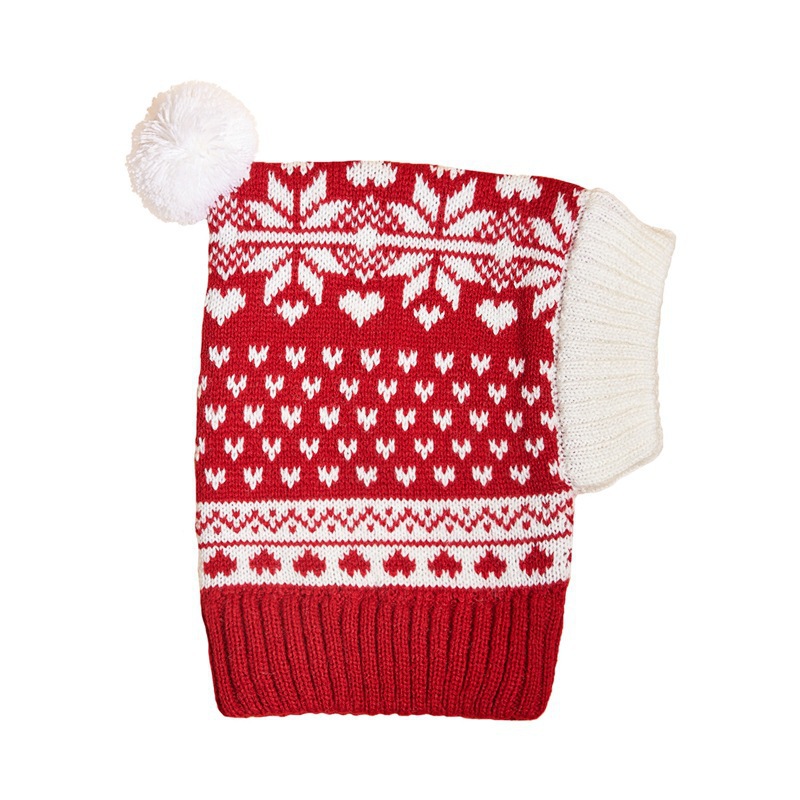 Cappello con palla di pelliccia di cane e gatto lavorato a maglia con stampa di alce e fiocco di neve di Natale nuova atmosfera