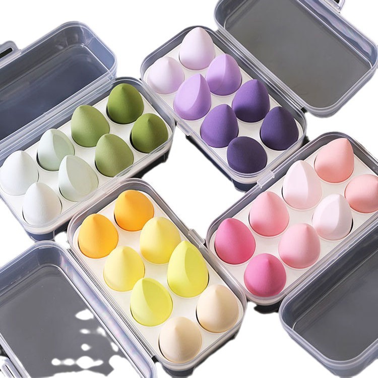 Set de esponjas de maquillaje transfronterizas con forma de huevo, esponja de maquillaje grande de doble uso (húmeda y seca), borla para polvos, esponja de maquillaje al por mayor para comercio exterior transfronterizo.