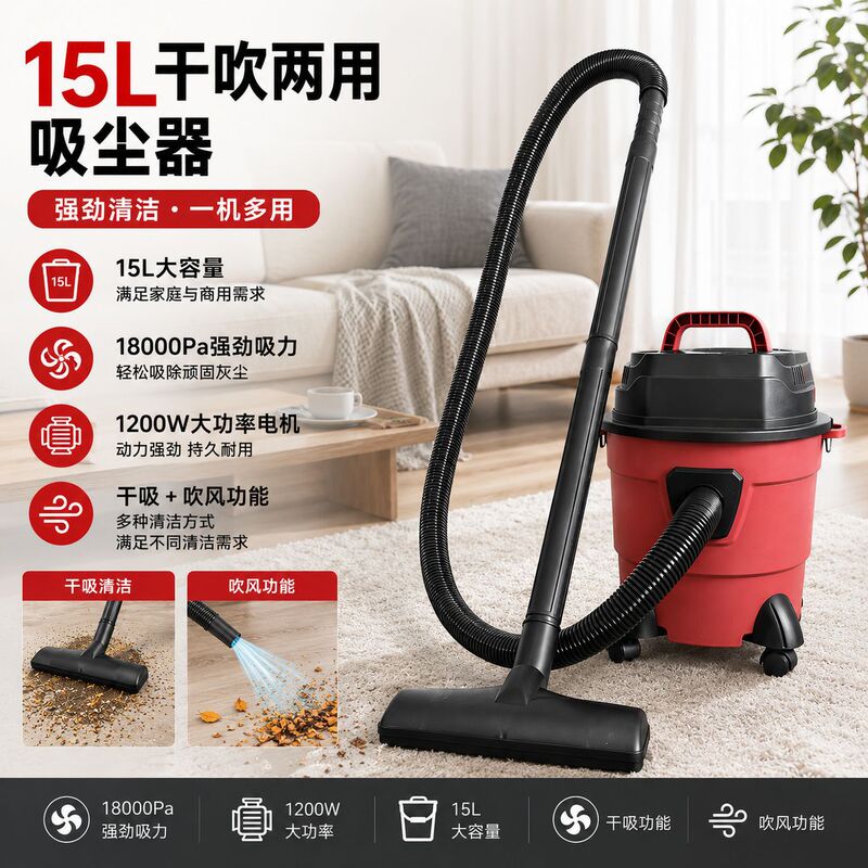 Commercial Vacuum Cleaner, Household Dry and Wet Dual-Use, High-Power, High-Suction, for Cleaning and Maintenance, Vertical Industrial Vacuum Cleaner Commercial Vacuum Cleaner, Household Dry and Wet Dual-Use, High-Power, High-Suction, for Cleaning and Maintenance, Vertical Industrial Vacuum Cleaner