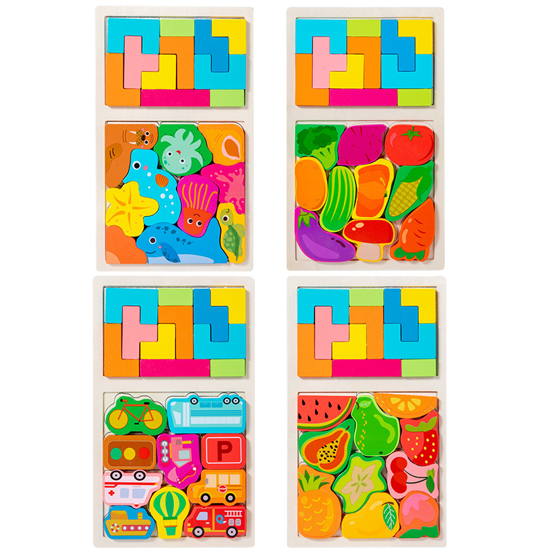Tráfico de frutas puzzles marinos 3 - 6 juguetes para niños y niñas puzzle tridimensional pensamiento ensamblaje