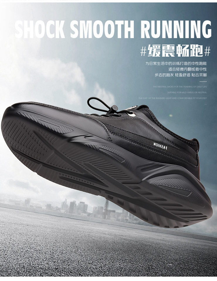Giày nam sneaker da thật cổ thấp đế bệt thoáng khí chống trượt dễ phối đồ — Màu đen 19682, Bông đen 19682-2 chi tiết 4