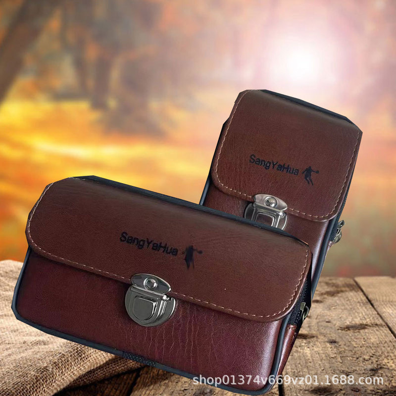 New Men's canvas mobile phone bag waist bag belt coin purse horizontal lock leather construction site work wholesale