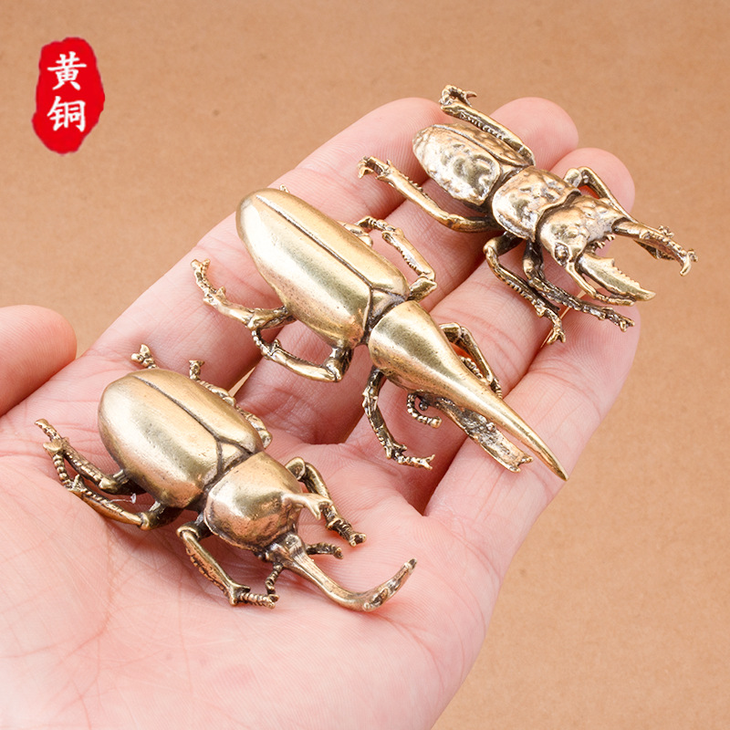 Pure Brass distressed solid one-man fairy home small decoration office desktop tea pet decoration handle toy