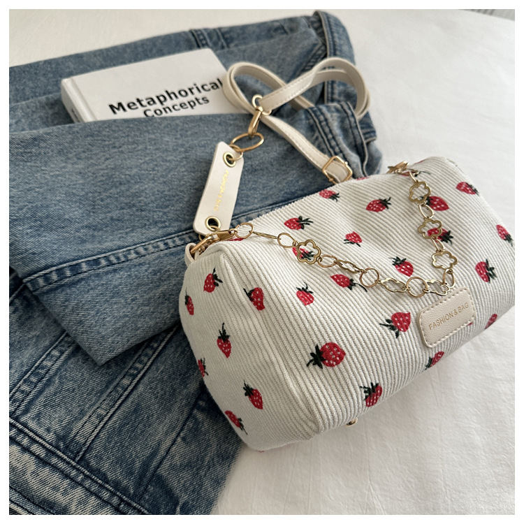 Korean version Instagram fashion cute girl pillow bag 2024 summer new simple casual corduroy single shoulder diagonal_voghion.com