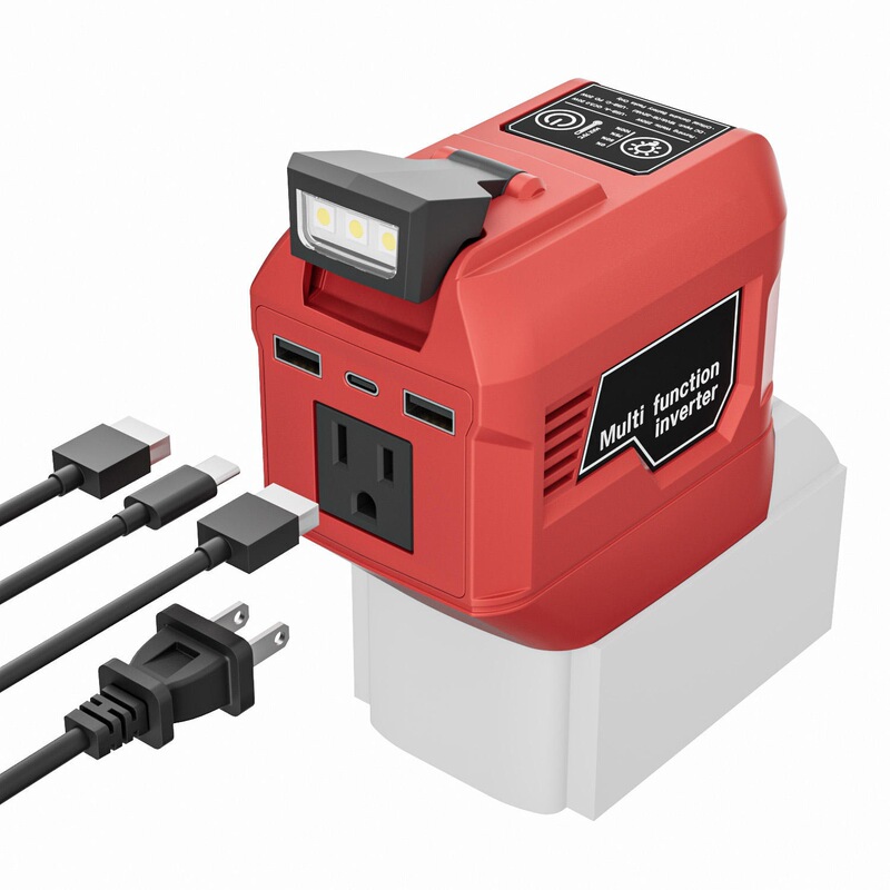 Compatible with Milwaukee, DeWalt, Makita 250W lithium battery inverter 18V20V to 110V US standard PD20WQC3.0