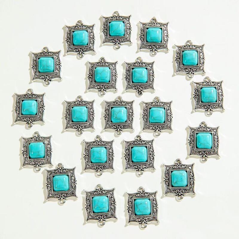 Cross-Border New Product Retro Alloy Turquoise DIY Jewelry Accessories Bohemian Style Pendant Pendant Jewelry Accessories Cross-Border New Product Retro Alloy Turquoise DIY Jewelry Accessories Bohemian Style Pendant Pendant Jewelry Accessories
