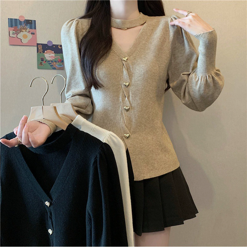 Knitted sweater, fitted long-sleeve, plus size