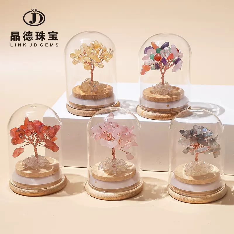 晶德珠宝天然水晶许愿瓶发财树摆件招财办公室位桌面装饰工厂批发