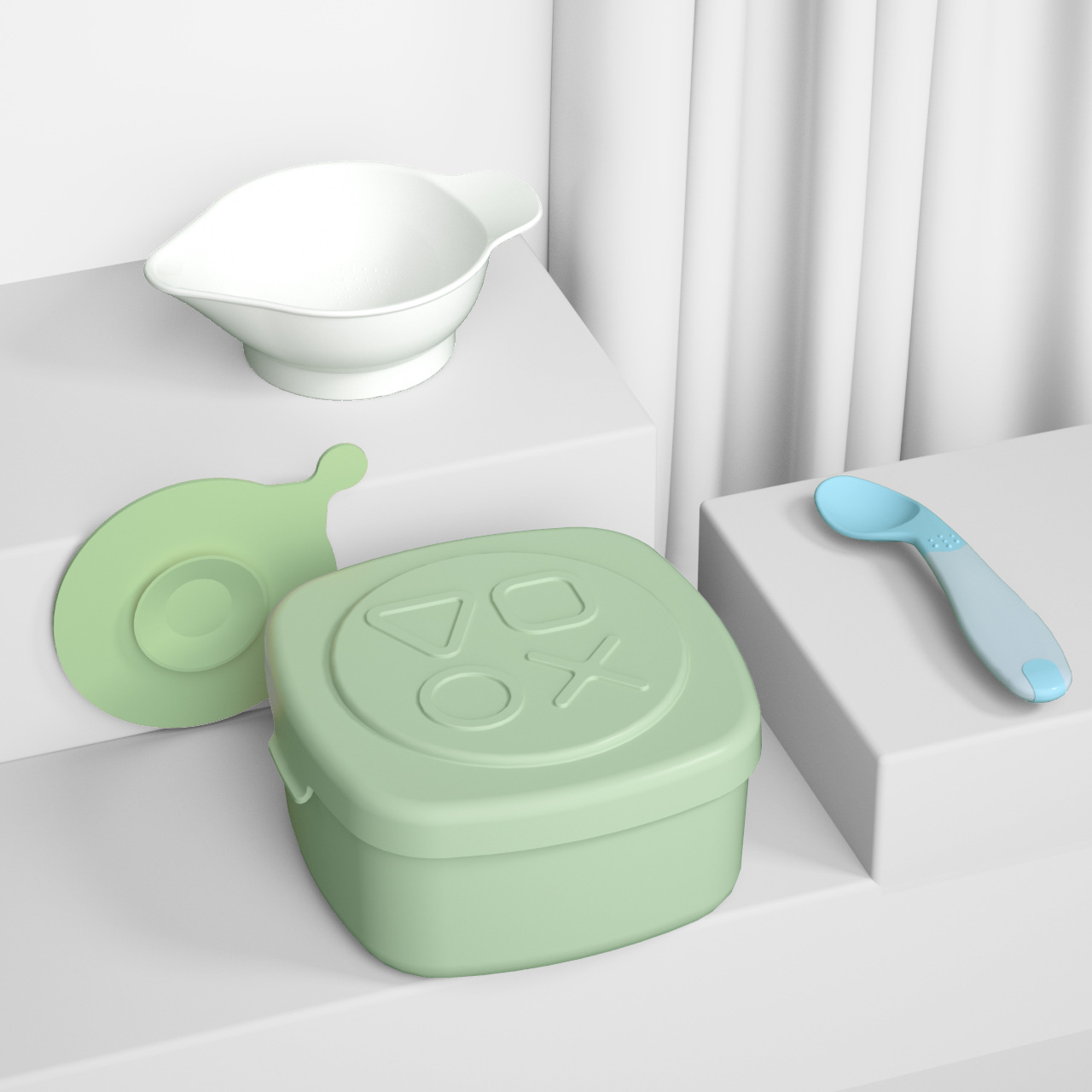 Baby Bowl Set Comedor de almacenamiento portátil al aire libre Comedor de almacenamiento Baby Bowl Lovely Comedor de dibujos animados Comedor infantil