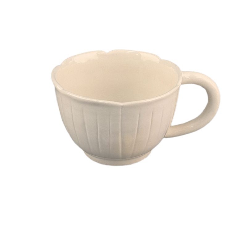 Taza de árbol de Navidad de cerámica blanca pura de bricolaje personalizada, diseño de atmósfera de taza de pétalos, decoración de cerámica, color