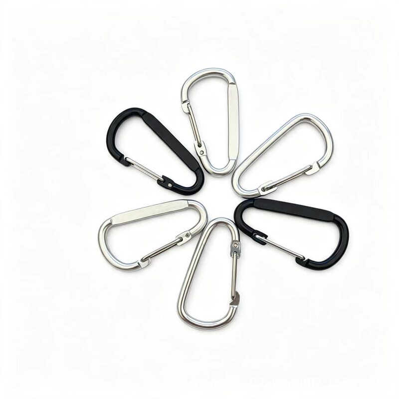 Factory wholesale No. 5 D-type carabiner key backpack hook, flattened steel wire buckle, aluminum alloy carabiner quick hook