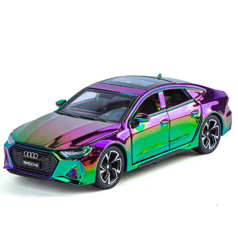 1 | 32 아우디 RS7 전기 도금 레이스 에디션 합금 자동차 모델 백 포스 ACOUSTO-OPTIC 시뮬레이션 자동차 경주 럭셔리카 로고 장난감