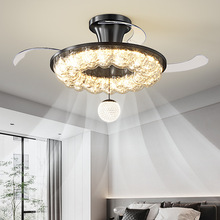 复古风扇灯中古风花瓣隐形吊扇灯静音卧室风扇灯变频吸顶风扇灯