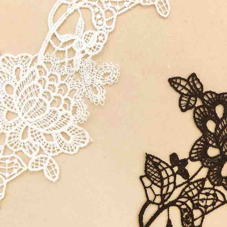 Black and white water-soluble polyester lace, flower hollow embroidery lace, clothing bags, children's clothing DIY lace accessories