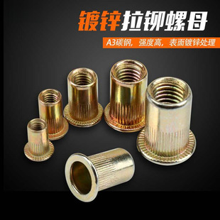 Rivet Nut m4m5m6m8m10 Countersunk Head Rivet Gun Tool Galvanized Flat Head Cylindrical Pattern Nut Nut
