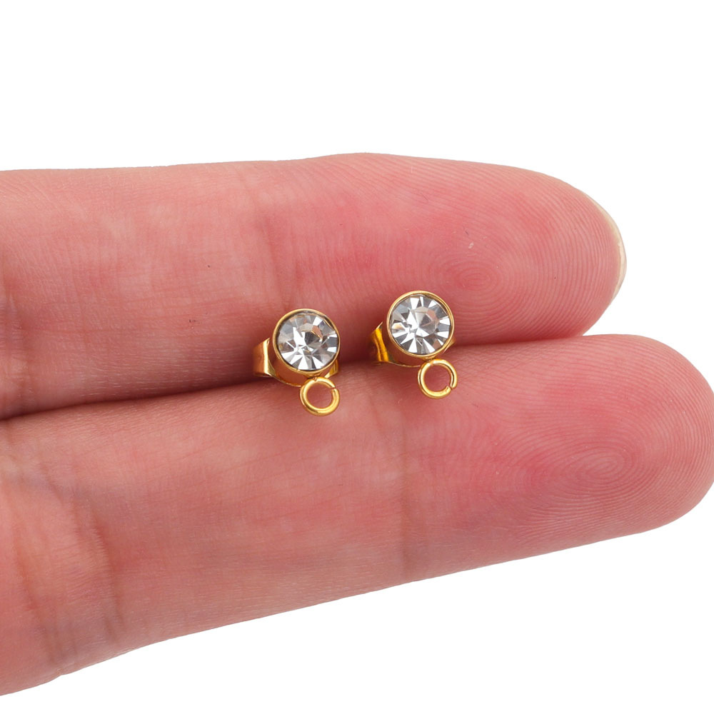 20 PCS/Package Stainless Steel Zircon Round Earrings Accessories Simple Style display picture 3