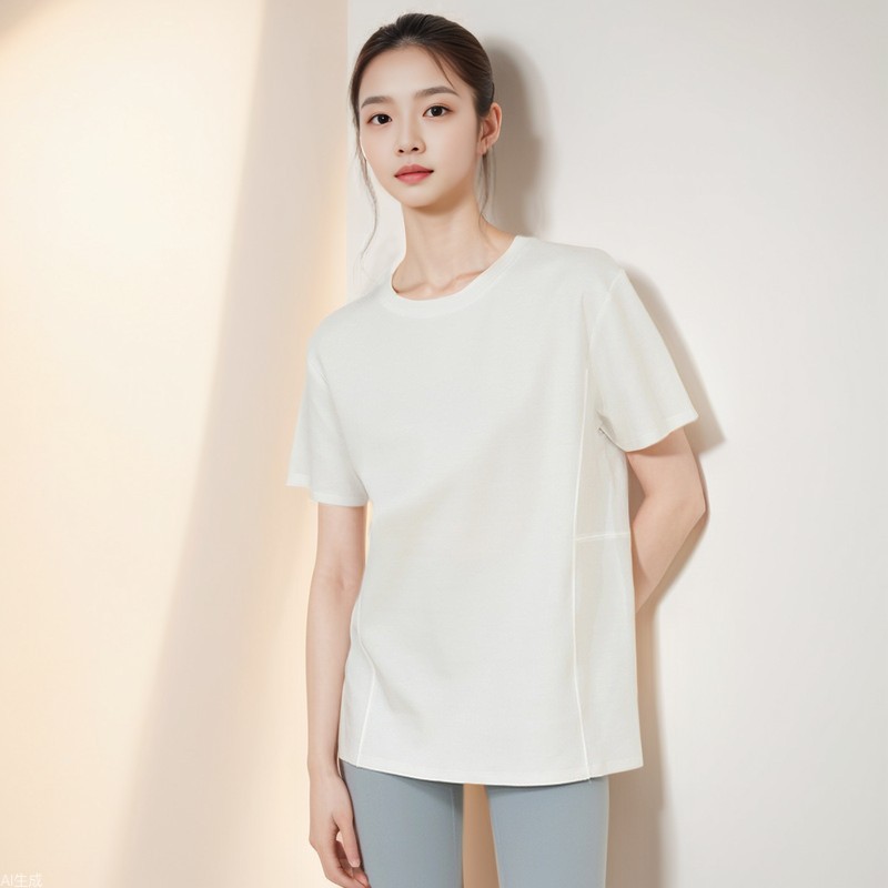 CANVAUS nueva camiseta de manga corta Camiseta de algodón para mujer suelta de verano versátil cuello redondo estilo Hong Kong