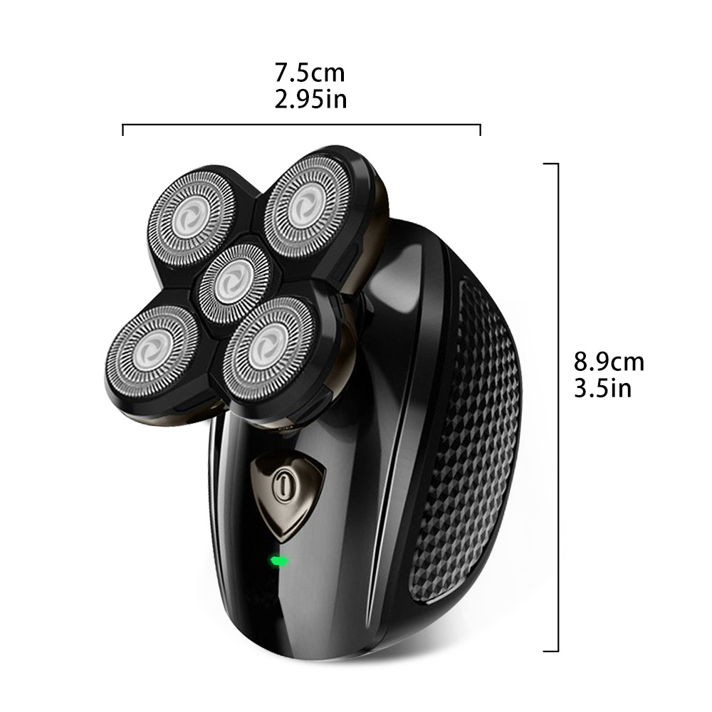 Afeitadora Eléctrica Lavable de 5 Cabezales de Acero Inoxidable con Pantalla LED Flotante