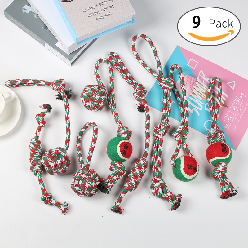 El juego de juguetes para perros más vendido de Amazon, un juguete navideño de cuerda de algodón para mascotas, alivia el aburrimiento, es duradero y resistente a las mordidas.
