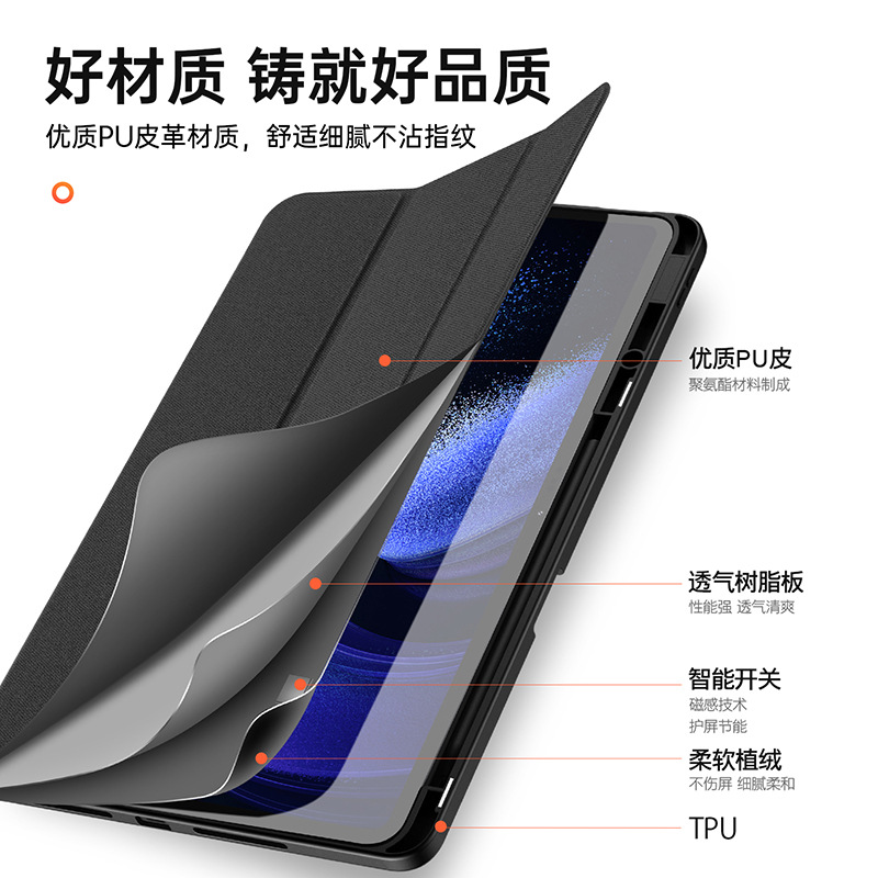 Aplicable a Xiaomi Pad6Max Tablet funda protectora Xiaomi14-inch Tablet funda tri-fold resistente a caídas Flip Funda de cuero