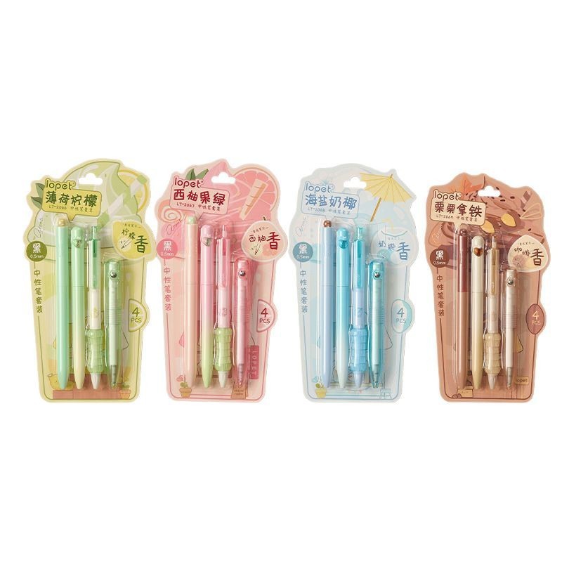 楽派LT2066香料入り中性ペンセット 学生用速乾性筆記ペン 高品質で美しい香料入りペンケース付き ツイストペン|undefined