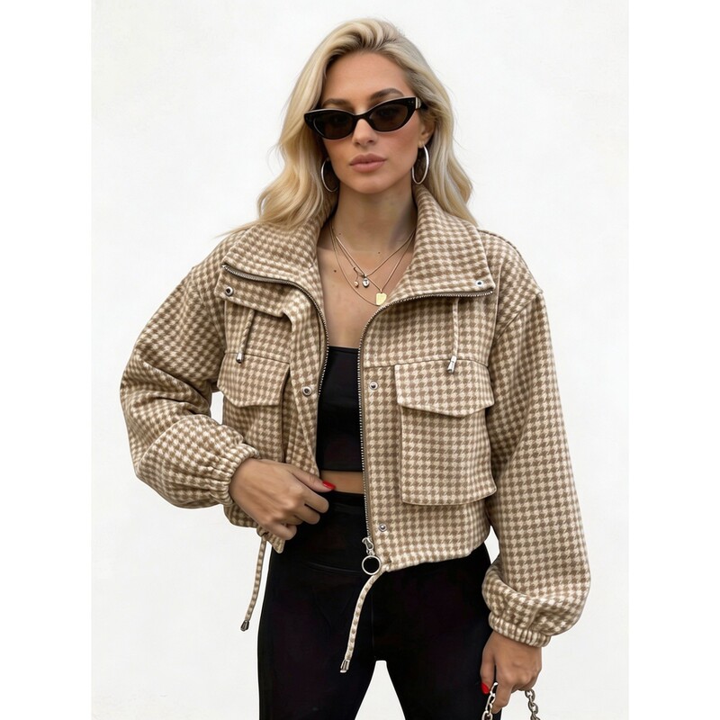 Amazon cross-border European and American short workwear jacket for women, 2025 autumn new loose American-style jacket