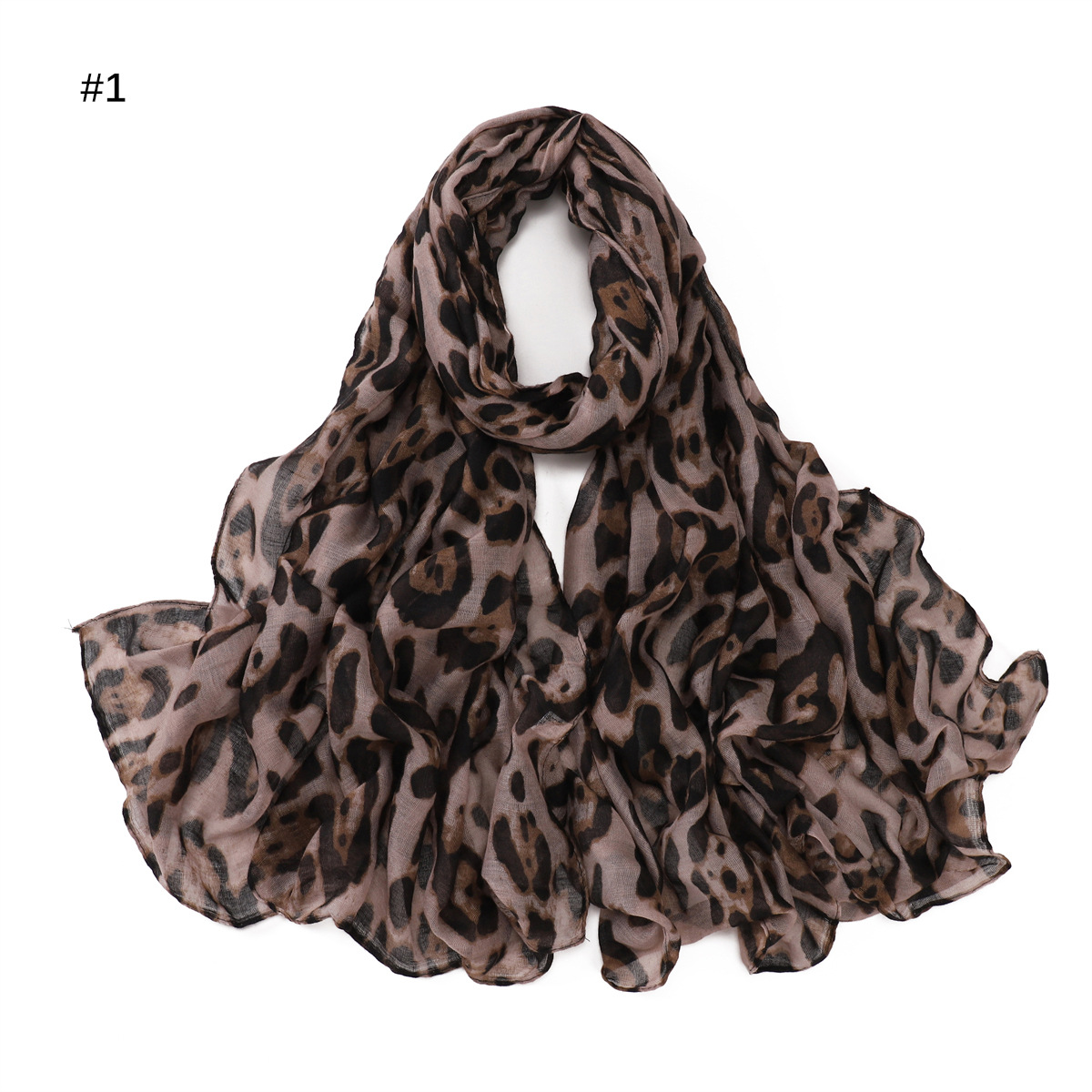 Voile Material Women's Vintage Style Classic Style Leopard Voile Silk Scarf