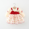 Autumn dress with bow, small princess costume, children's set, 2023 years