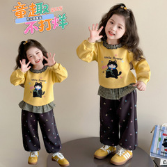 女童卡通套装秋季2025新款韩版小女孩卫衣两件套儿童秋装时髦衣服